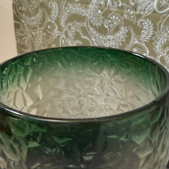 Set of  3 Large Vintage Libbey Ombre Green Crackle Glass Wine/Water Goblets - Picture 10 of 16